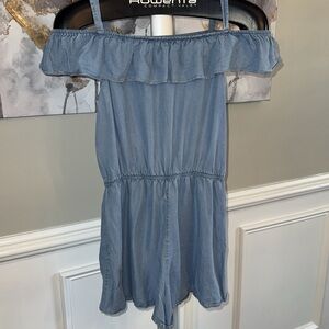 🟡 LILT OFF THE SHOULDER DENIM ROMPER SIZE 16 YOUTH